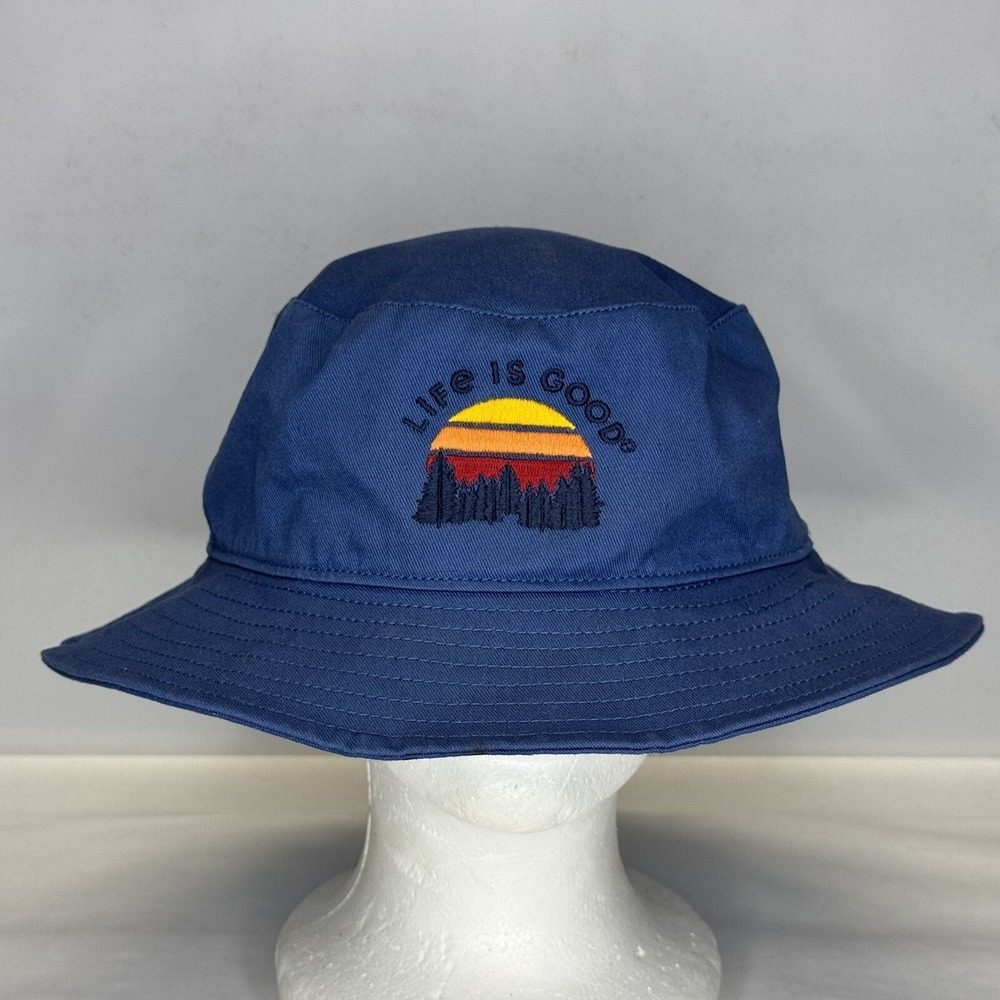 Life Is Good Forest Sunset Blue Chill Bucket Cap Hat